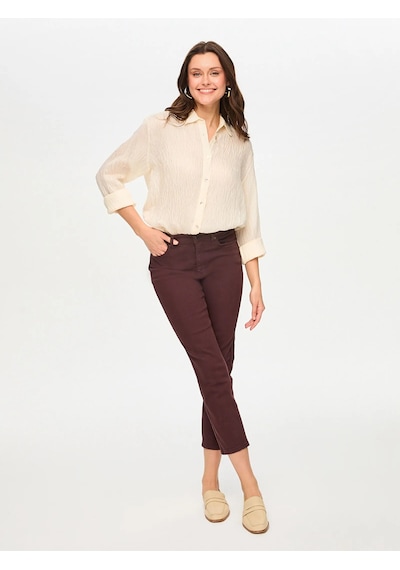 Faik Sönmez Slim Fit Coton Parça Boya Kadın Pantolon Bs26pnt001 Mürdüm