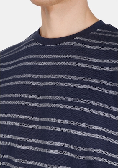 Colin's Colins Comfort Fit Yuvarlak Yaka Çizgili Erkek Lacivert Kısa Kol Tişört Cl1073624 Q1.v1 Nav Lacivert