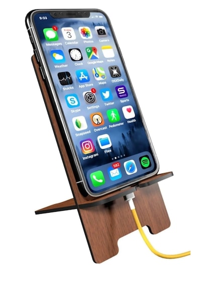 4 Adet Ahşap Telefon Standı Masaüstü Telefon Tutucu Katlanabilir Şarj Girişli Ev Ofis Düzenleyici Seti Standart