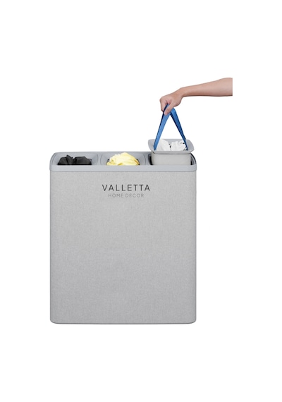 Paloma 120l Üç Yıkanabilir Bölmeli Katlanabilir Kumaş Kirli Çamaşır Sepeti Light Gray Xl