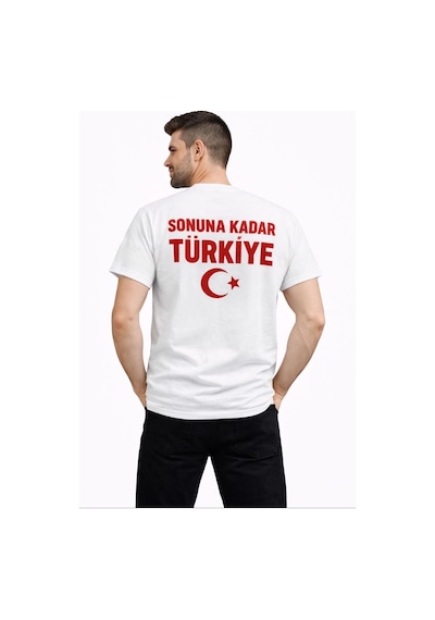 Novalisse Erkek Türkiye Ay Yıldız Baskılı Taraftar Forma T-shirt - Beyaz Çoklu Renk