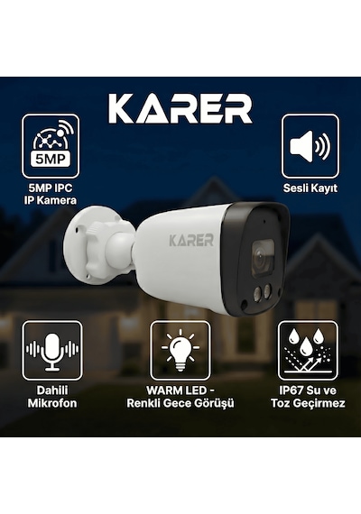 Monitör Dahil 6 Kameralı Ultra Hd Ip Güvenlik Seti Sesli Kayıt - Renkli Gece Görüş - Tak Çalıştır Tam Paket