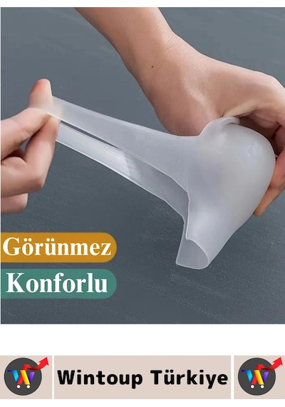 Wintoup Ayakkabı İçinde Belli Olmaz Rahat Konforlu Boy Uzatıcı Esnek Silikon Ayak Topuk Yükseltici 4 Çift