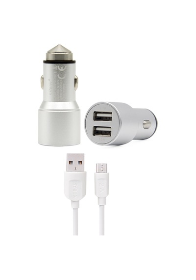 Syrox Metal Başlık + Micro USB Araç Şarj Aleti 3.1A SYX-C32