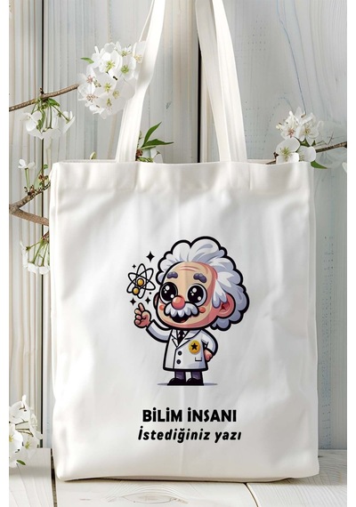 Art Hediye Bilim İnsanı Baskılı Bez Omuz Çantası Kişiye Özel Model 26 Çok Renkli