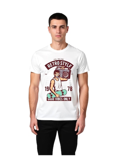 Paybuy Erkek Retro Grafik Baskılı Tişört Pozitif Mesaj Yazılı Günlük Rah Beyaz Paybuy Erkek Retro Grafik Baskılı Tişört Pozitif Mesaj Yazılı Günlük Rah Beyaz