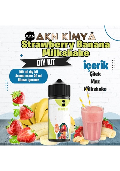 Strawberry Banana Milkshake Dıy Kit Çilek Muz Gıda Aroması %20 Oranda Aroma İçerir Hazır Değildir 100 Ml