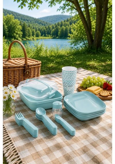 Emilahome Lovely Piknik Seti Turkuaz 6 Lı Set - 867603495