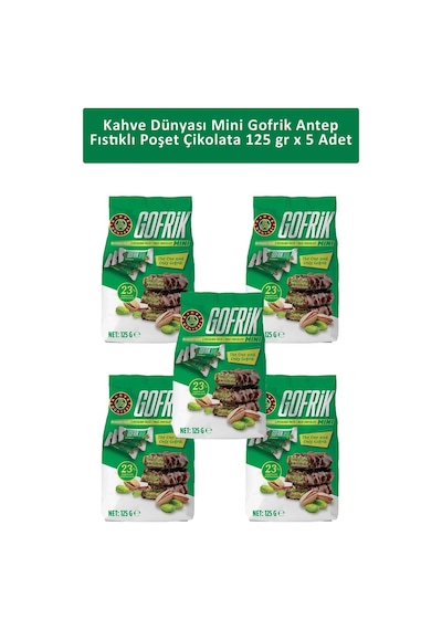 Kahve Dünyası Mini Gofrik Antep Fıstıklı Poşet Çikolata 5 x 125 G
