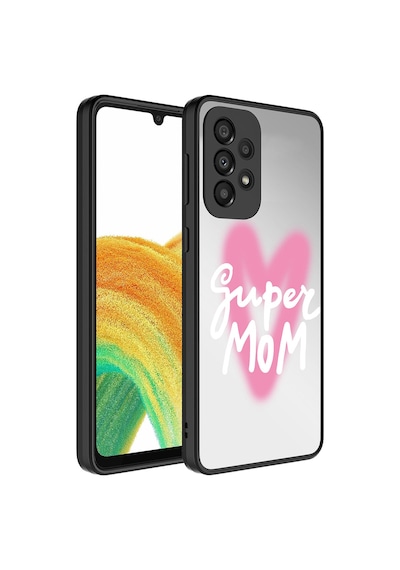 Ardemix Galaxy Uyumlu A33 5g Kılıf Aynalı Desenli Kamera Korumalı Parlak Mirror Kapak - Süp Süper Anne