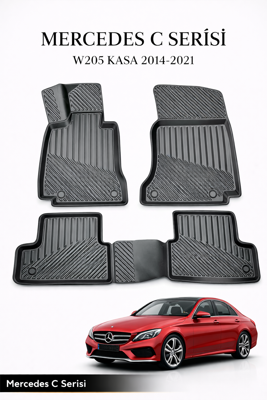 Black Gold Mercedes C Serisi W205 Kasa 2014-2021 Uyumlu 3d Oto Paspas Premium