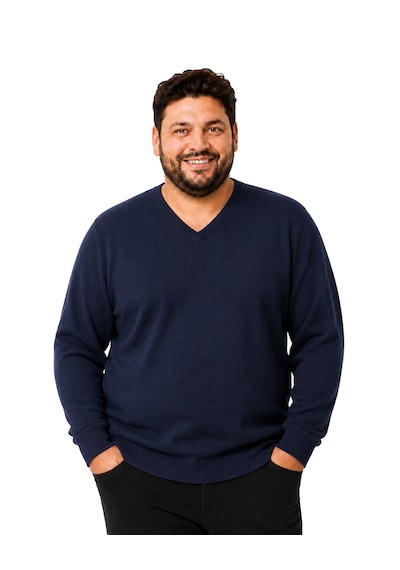 Battalmoda Erkek Büyük Beden Lacivert V Yaka Pamuklu Kazak 3xl-4xl-5xl-6xl