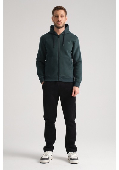 Shooter Sportswear Shooter Erkek Kışlık Eşofman Takımı Luxe Regular Kapüşonlu Koyu Yeşil