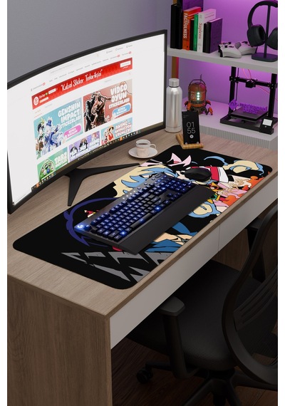 Gurren Lagann Kaymaz Dikişli Kauçuk Oyuncu Mousepad V4 - 90x40 Xxl Gaming Mouse Pad Fare Altlığı