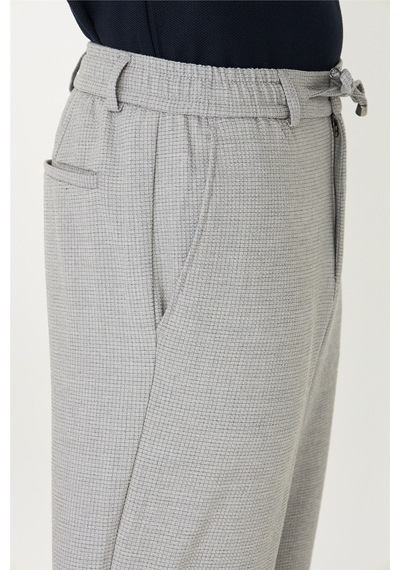 Gri Bağcıklı Smart Casual Pantolon Gri
