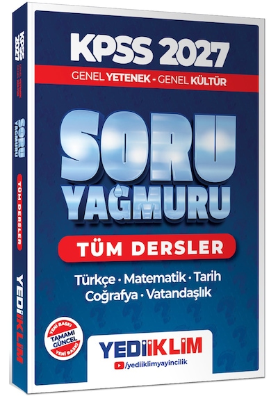 Yediiklim Yayınları 2027 Kpss Genel Yetenek Genel Kültür Tüm Dersler Soru Yağmuru