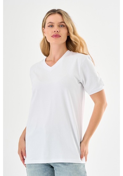 Pierre Cardin V Yaka Basic T-shirt Beyaz