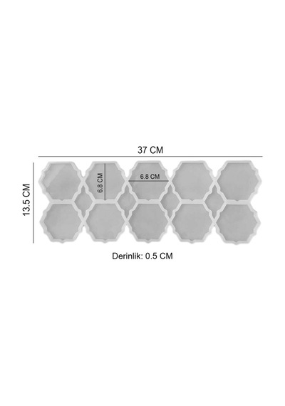 Epoksi Silikon Kalıp Altıgen Tırtıklı Kenar Bardak Altı Ve Magnet Kalıbı 6.8 Cm Beyaz