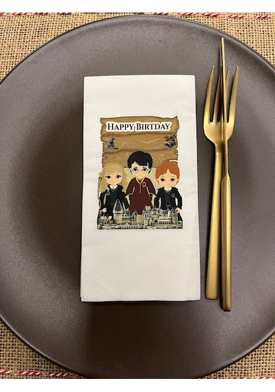 Harry Potter Baskılı Parti Peçetesi Beyaz 16 Adet