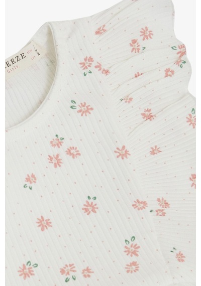 Breeze Kız Bebek Elbise Çiçekli Tüllü Fırfırlı 9 Ay-3 Yaş, Ekru-ekru Ekru