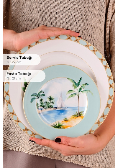 Karaca Forever Bone Tropical 24 Parça 6 Kişilik Yemek Takımı Çok Renkli