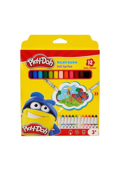 Play-doh 12 Renk Keçeli Kalem Karton Kutu 5 Mm Ölçüler 17,5 X 2 X 23 Cm Ke007