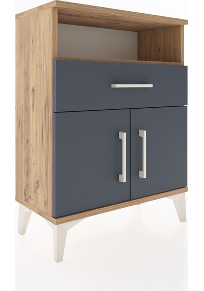 Arges Komodin Tek Raflı 2 Çekmeceli 2 Kapaklı 60x30x80 Çam-an... Çam