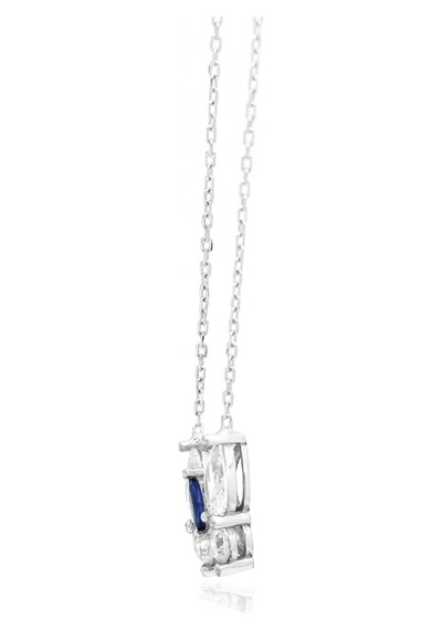 Brezza Lusso Jewelry Safir Işıltılı Diamond Sevgi Kelebeği Kadın Gümüş Kolye 42 CM 42 CM