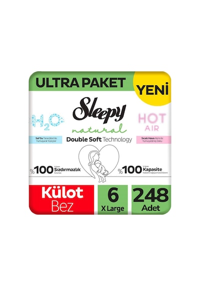 Sleepy 6 Beden Külot Bez Natural Double Soft Ultra Paket 62x4 248 Adet