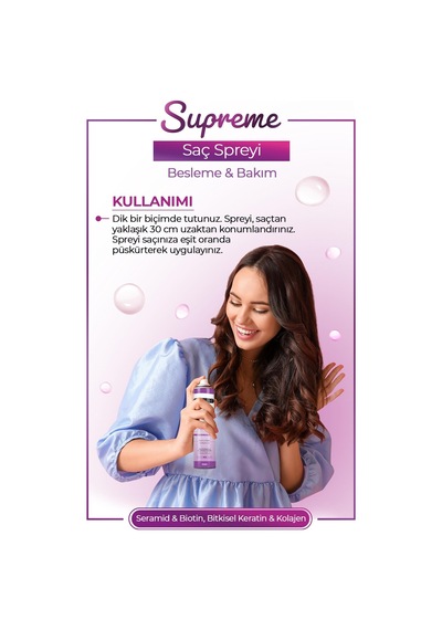 Supreme Saç Spreyi 250 Ml - Kolajen, Bitkisel Keratin, Seramid