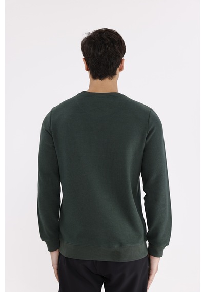 Rowinger Selanik Kumaş Yapılı Esnek Manşetli Konforlu Rahat Kesim Sweatshirt Darkgreen