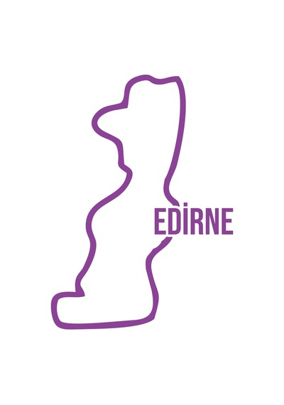 Edirne Harita Araba Sticker 17x17 Cm Mor