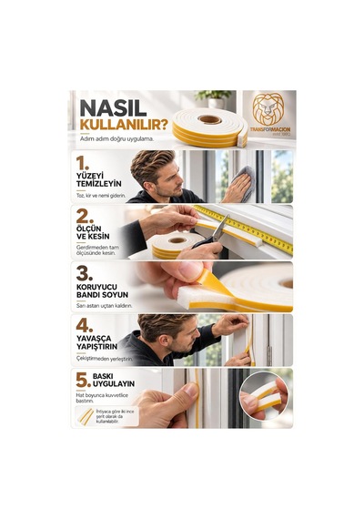 Tr 12 Metre Bölünebilir Kapı Pencere İzolasyon Süngeri 22x8 Mm Yapışkanlı Yalıtım Bandı 723807