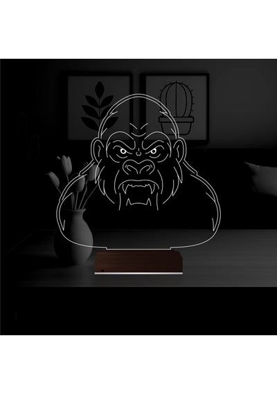 Luvivia Goril Gorilla 3d Lamba - Masa Gece Lambası V2 Şeffaf