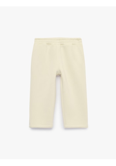 Koton Beli Lastikli Şardonlu Cepli Jogger Eşofman Altı Bej 7wmb40022tk Ekru