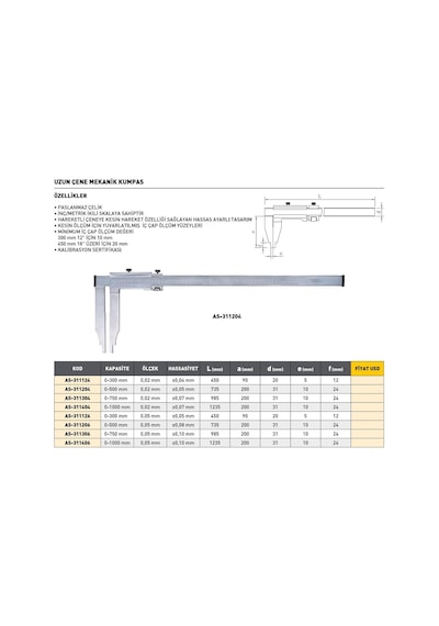 Fett 0-500mm Asimeto Uzun Çene Mekanik Kumpas As-311204