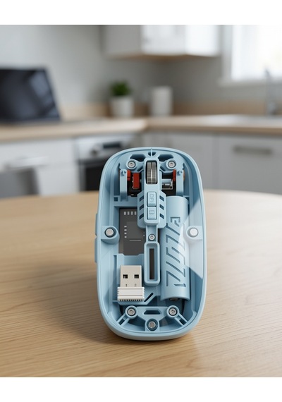Mavi Tasarım Pilli Kablosuz Mouse Bluetooth 5.2 2.4g Usb Diğer