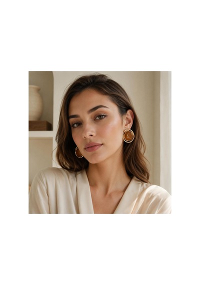 Gold Çerçeveli Açık Kahve Taşlı Kadın Küpe Açık Kahve - 886705031 Açık Kahve - 886705031 Açık Kahve