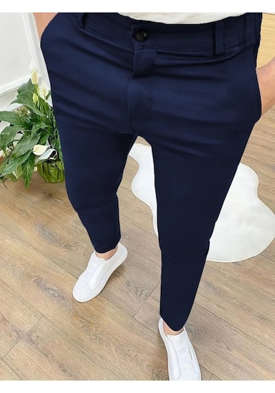 Modi Erkek Cepli Slimfit Atlas Pantolon Açık Lacivert