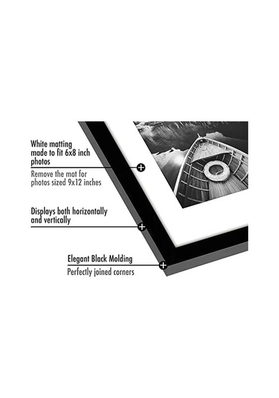 9x12 Resim Çerçevesi Seti 5 İnç Siyah - Mat İle 6x8 Resim Çerçevesi Veya 9x12 Çerçeve Olarak Kullanın - Resim Ç