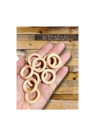 Flea Market 10 Adet 3cm Ahşap Perde Halkası Çok Renkli