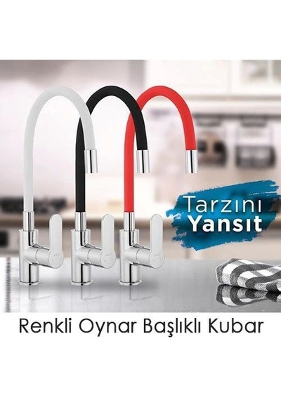 Esnek Kıvrılabilir Renkli Silikon Oynar Başlıklı Musluk Bataryası Başlığı Kubar Bayi Depom