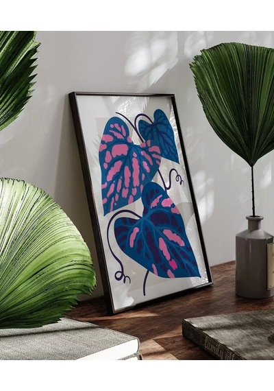 Çerçevesiz Poster Mavi Ve Pembe Yaprak Dansı