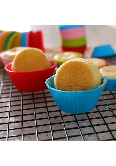 6'lı Silikon Yıkanabilir Tekrar Kullanıma Uygun Cupcake Muffin Tart Puding 7 Cm Lik Kalıp Çok Renkli