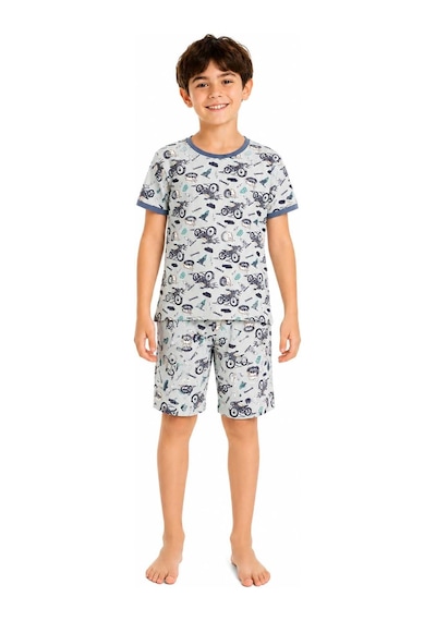 Tenra Erkek Çocuk Pamuklu Şortlu Pijama Takımı 3-12 Yaş Yeşil
