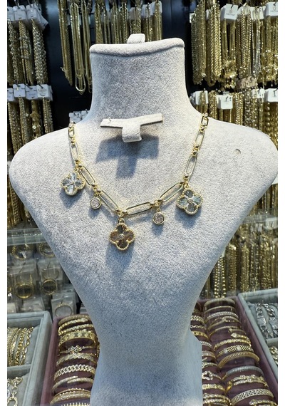14 K 3lü Yonca 45 Cm Kolye Altın