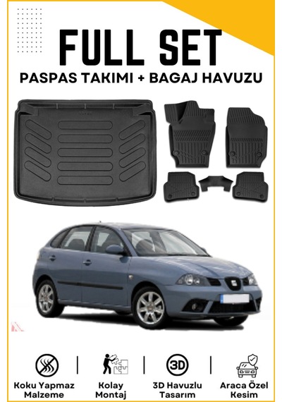 Seat İbiza 2005 Model Birebir Uyumlu Bagaj Havuzu+paspas Seti