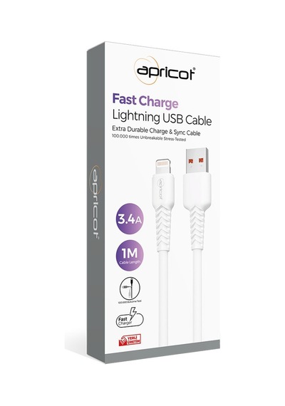 Apricot APC-A130L Lightning 1 M 3.4A Şarj Data Kablosu