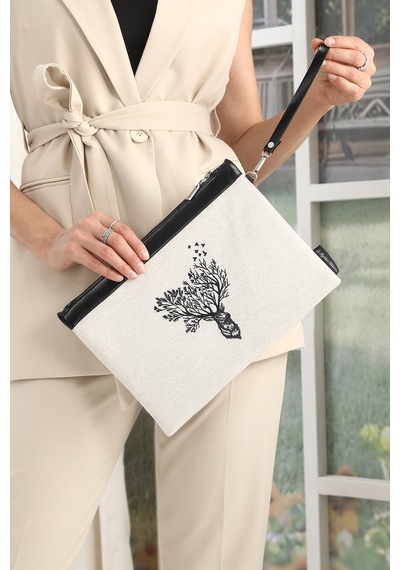 Ju Yaratıcı Tasarım Nakışlı İşlemeli Portföy Ve Clutch Çanta