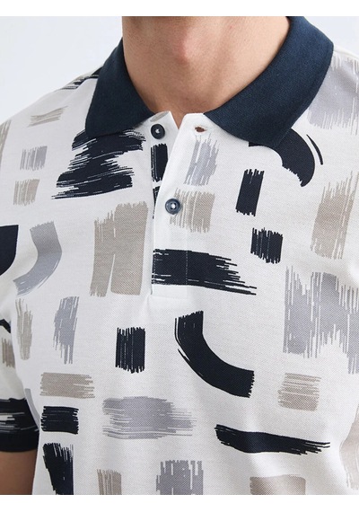 Lc Waikiki Lacivert Polo Yaka Desenli Pike Erkek Tişört